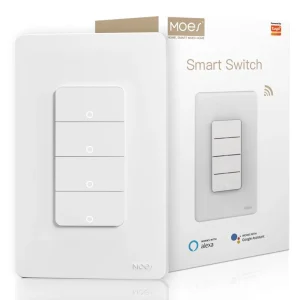 Tuya WiFi Smart Light Switch US Push Button Wall Switch with or without Neutral Wire