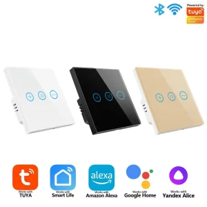 Tuya WiFi Smart Wall Switches with Dimmers EU Standard Touch Glass APP Remote Timer
