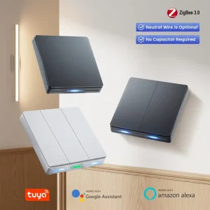 Tuya WiFi Zigbee 1 2 3 4 Gang 100V 240V Push Button Controller for Home Automation Smart Wall Light Switch