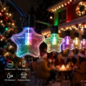 Twinkle Lights Outdoor LED String Lights with Warm White Rgbic Option for Christmas Patio Party Decor Scenes Set Kit