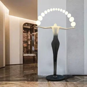 Two-Color Resin Sculpture Floor Lamp for Hotels and Exhibition Halls