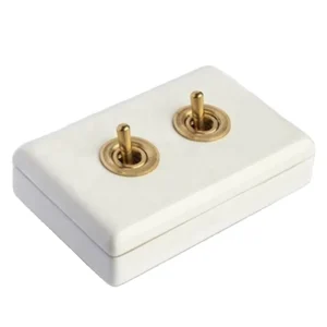 Type 120 Retro Nordic Style LED Control Brass Ceramic Surface-Mounted Wall Toggle Switch