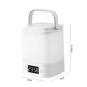 Type-C Rechargeable LED Night Light with Dimmable Clock and Handle for Travel or Camping