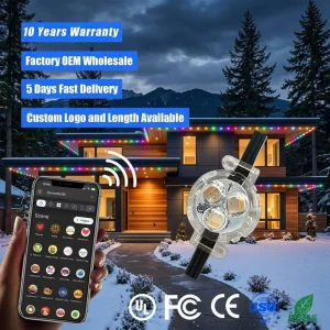 UCS2904 IP68 Waterproof Rgbw Point Lights Wifi Controller 12V 24V 36V 30MM Permanent Outdoor Eaves Christmas Lighting