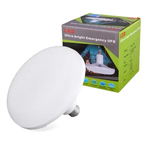 UFO PC+PP 8000K 10000K 30W 50W High-Power LED Emergency Light Bulbs with 4000mAh Battery CE Certified