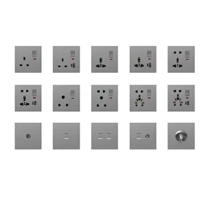 UK BS Electrical Wall Switch Electrical Supplies Double Layer Ultra thin Brushed Panel Big Key Wall Switches and Sockets