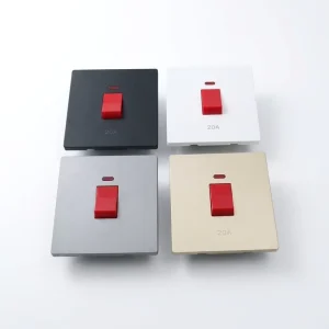 UK BS Standard 1 Gang 20A 1 Way Isolator Wall Switch 250V AC with Neon Indicator IP20 86mm Panel