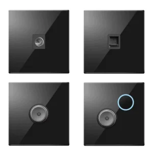 UK EU Standard Glass Panel Wall Switch with Push Button, Touch Reset, 1 2 3 4 Gang, 1 2 Way