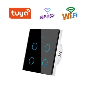 UK EU Standard Glass WiFi Smart Touch Wall Light Switch 4 Gang