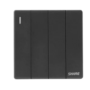 UK Frameless Large Panel 4 Gang 1 Way Wall Switch PC Panel 250V for Residential Use