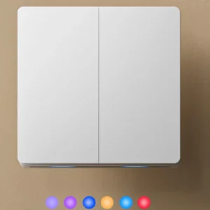 UK Standard 2 Gang Smart Life Alexa Smart Home Glass Wall Switches for WiFi Zigbee Network Colorful LED Light Switch
