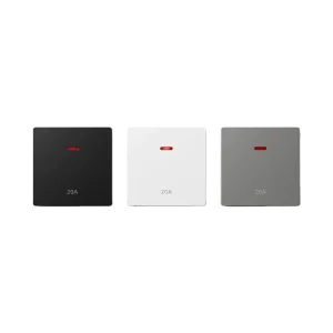 UK Standard 20A Single Gang Wall Switch Red Indicator Light Matte Black White Grey PC Plate for App Control IP20 Protection 86