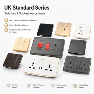 UK Standard Electrical Wall Switched Sockets with Neon Indicator for Home Hotel Office Use