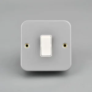 UK Standard Metal-Clad Light Wall Switch for Factory Workshop Use