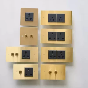 UK Standard Retro Brass Toggle Switch & Socket Vintage Solid Brass Light Switch CE Certified Wall Switch