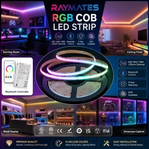 UL 24V RGB COB LED Strip 5M 630 LEDs Flexible Ceiling Light