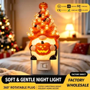 UL Listed Led Light Base Pumpkin Christmas Trees Santa Claus Plug in Night Light Wall Night Lamp Fall Festive Decor Bed Lamp