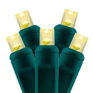 US 5MM Commercial Grade Mini Christmas String Light Wide Angle Concave Warm White IP65 Rating One Piece Construction