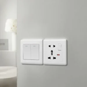 US Decorative Light Switch 16A 250V 2 Gang 1 Way Replaceable On Off Wall Switch Residential Grade With Wall Panel