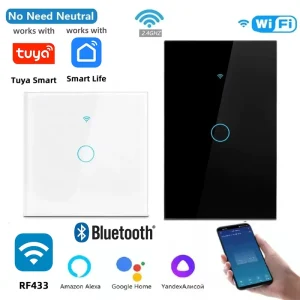 US/EU WiFi Smart Wall Switch with RF 433MHz, 1/2/3/4-Gang Touch Sensor