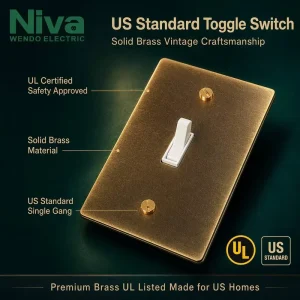 US Retro Wall Switch Toggle Switch Solid Brass Panel Vintage Brass Industrial Style