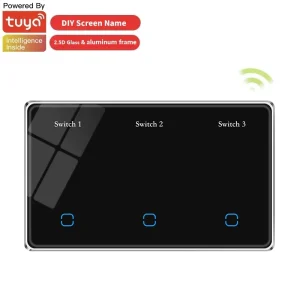 US Smart IOT New Intelligent WIFI Switch for 3 Light with display Screen Plate IOS Can Edit Name Work With Alexa and Google Home