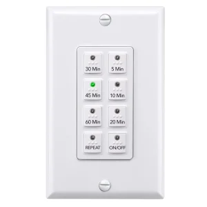 US Standard 15A Countdown Digital Wall Timer Switch for Exhaust Fan Bathroom Light Push Button 5 45 60 Min Indoor Wall