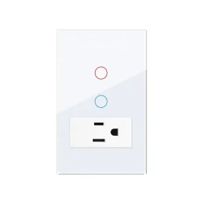 US Standard Smart Wall Switch Socket WiFi Touch Switch with Glass Panel Electrical Outlet