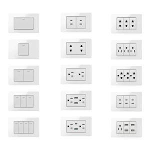 US Standard Tempered Glass Frame Switch 118*72mm Electric Wall Switch Socket 110V 240V USB Type C Brazil Italian Canada Thailand