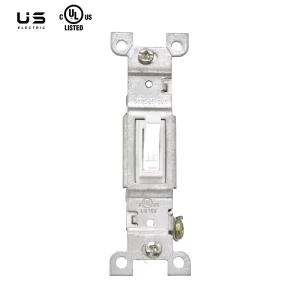 US Standard White Residential 15A 120V Single-Pole Toggle Wall Switch with Push and Side-Wire Terminals