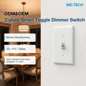 US Standard Zigbee Wireless Wall Dimmer Switch Toggle Style ETL FCC Certified 600W Compatible with Alexa and Google Home