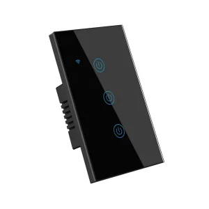 US WiFi 3 Gang Glass Panel Touch Smart Wall Switch ESP8684
