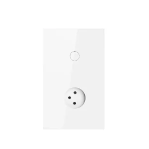 US Zigbee Tempered Glass Smart Home Touch Light Switch 1 Gang and 1 Socket No Neutral Wire App Remote Control Google Alexa Compatible