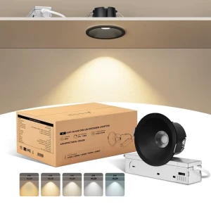 USA ETL Recessed Black Round COB Downlight Anti Glare 12W Metal Downlight Led Ceiling Light for Hotel Project
