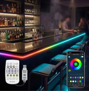 USB 5V IP67 3M Copper RGB Neon Rope Lights LED Strips Remote Control APP Music Sync Dimmable DIY Game Room Decoration 2 Year