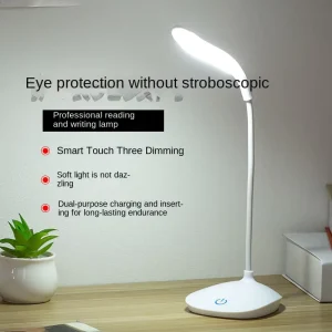 USB LED Desk Lamp with Clip for Bedside Table Rechargeable and Plug-in for Students to Protect Their Eyes