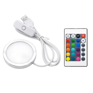 USB LED Display Puck Light Remote Control 3D Print DIY Model Under Cabinet Shelf Light