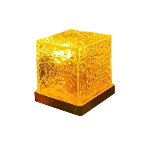 USB Plug Wooden Base Lamp Light LED Crystal Table Lamp Square LED Night Light 16 Colors ABS Base Desk Dynamic Water Ripple Lamp