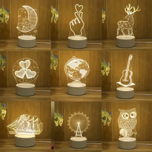 USB-Powered Automatic 3D Visual Illusion Night Light with Switch