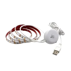 USB-Powered LED Motion Sensor Strip Light with 4-AA Battery Box