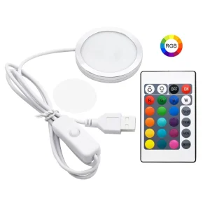 USB-Powered Ultra-Thin LED Puck Light Kit for 3D-Printed STEM Displays Cabinets Shelves and Closets