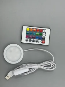 USB RGB LED 3D Print Puck Light Cabinet Lighting Kit with Remote Control and Dimmer