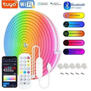 USB RGB Neon LED Strip 1M 2M 3M 5M WiFi 5V RGB Strip Work With Tuya App Smart Life Alexa for Game Home Neon Decor Lighting