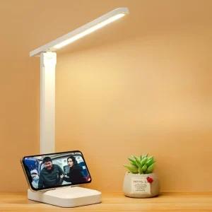 USB Rechargeable Battery Plastic LED Folding Nightlight Learning Desk Lamp with Stepless Dimming and One Color Temperature