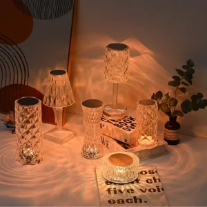 USB Rechargeable Crystal Night Light 7 Color Changing LED Decor Lamp Bedroom Bedside Lamp for Restaurant Bar Indoor Decoration
