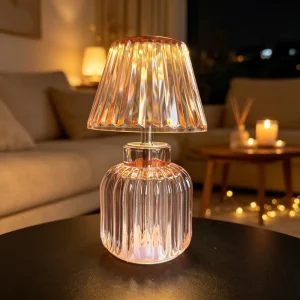 USB Rechargeable Decorative Lighting Table Lamp Glass Lampshade Night Light Luxury Restaurant LED Light Household
