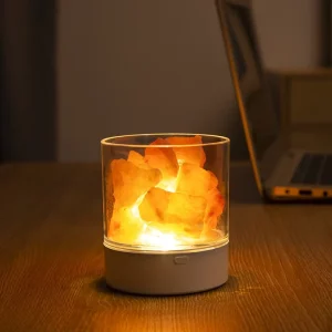 USB Rechargeable Dimmable Salt Stone Lamp Colorful Table Lamp