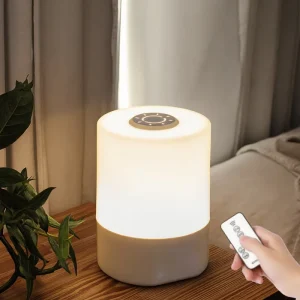 USB Rechargeable LED Bedside Table Lamp, Remote Control, Adjustable 3-Color Temperature