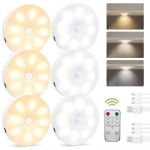 USB Rechargeable LED Cabinet Ceiling Light with Remote Control Three Color Magnetic Night Light for Kitchen Exhibition Hall