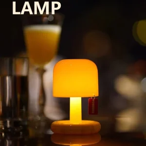 USB Rechargeable LED Desk Lamp Creative Modern Mini Mushroom Night Light for Home Bedroom Coffee Bar ABS Material Sunset Style